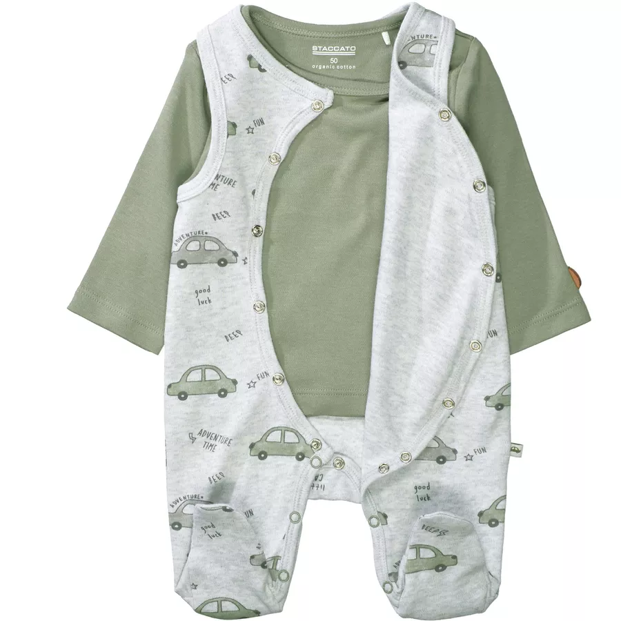 Staccato Strampler+Shirt stone melange gemustert