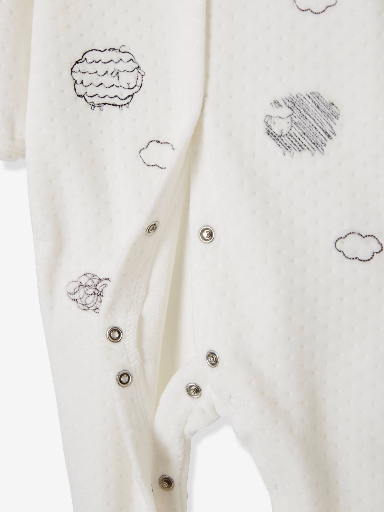 Conjunto de 2 pijamas de veludo para bebê com abertura frontal, branco claro, bicolor/multicolorido.