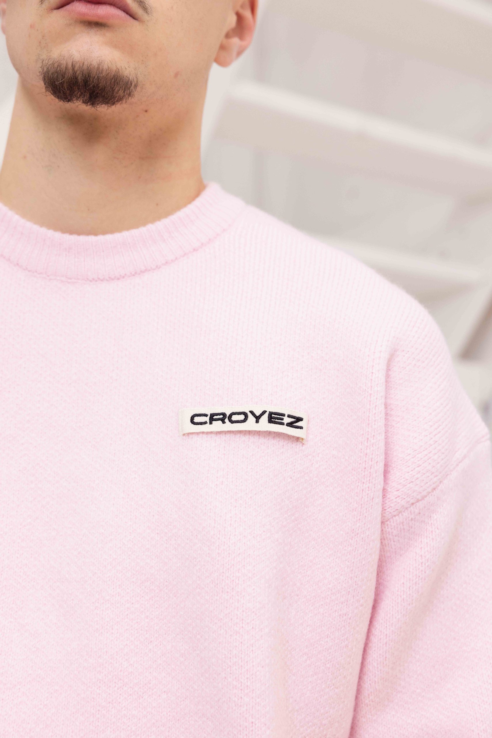 Croyez Etiquette Knit Sweater Heren Roze