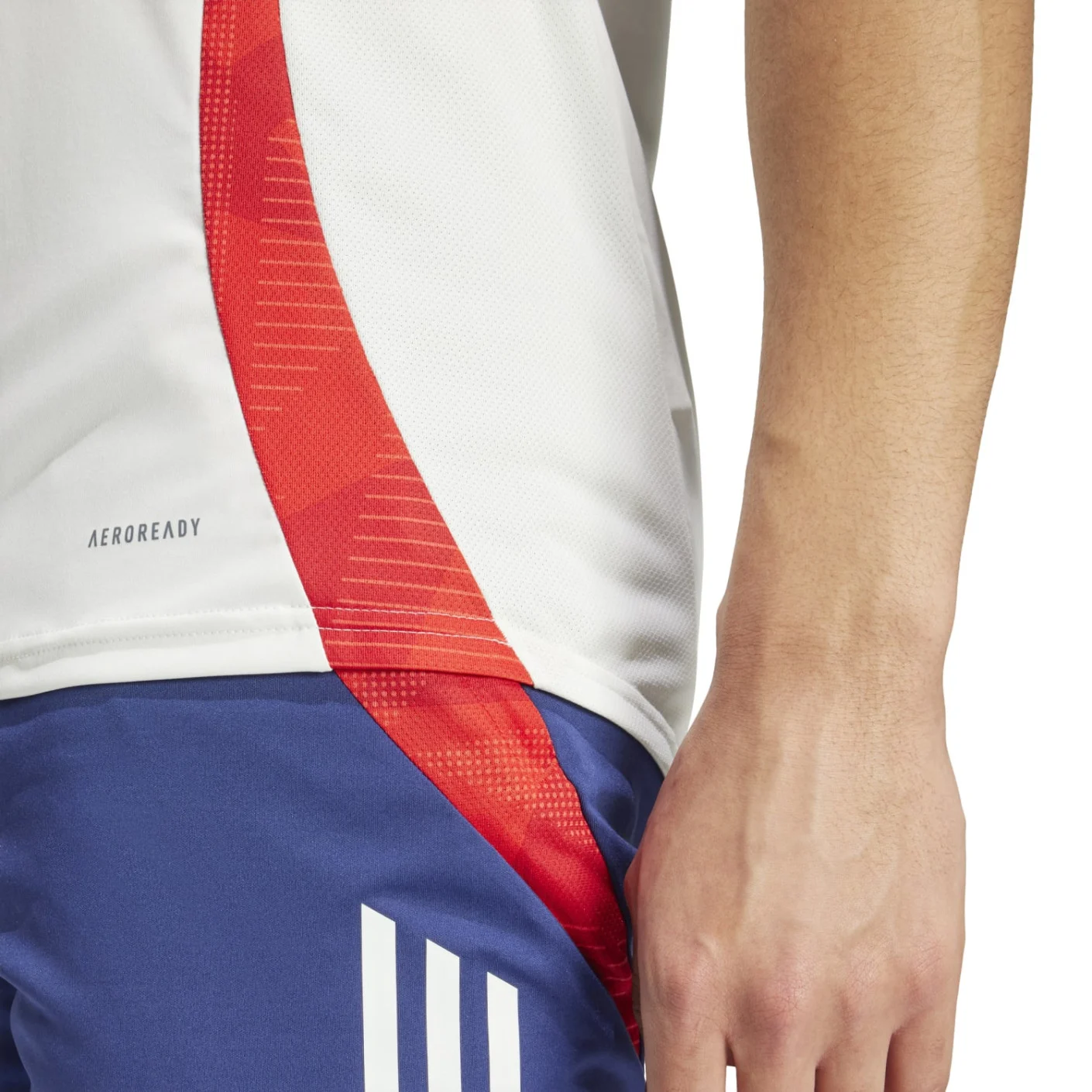 Adidas Olympique Lyon Trainingsshirt 2024-2025 Wit Donkerblauw Rood