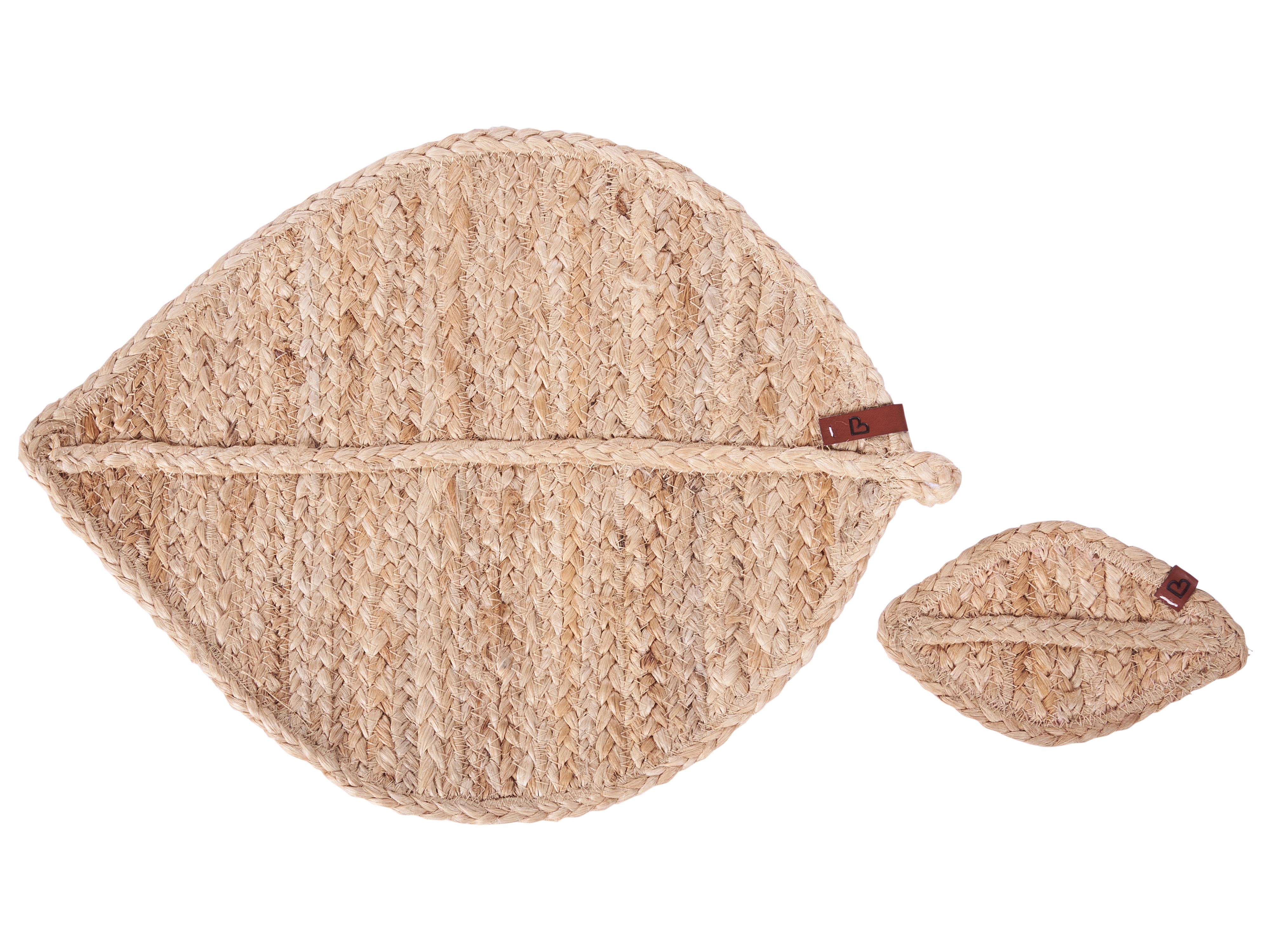 Placemats en onderzetters set PEPPERLEAF Natuurlijk Jute