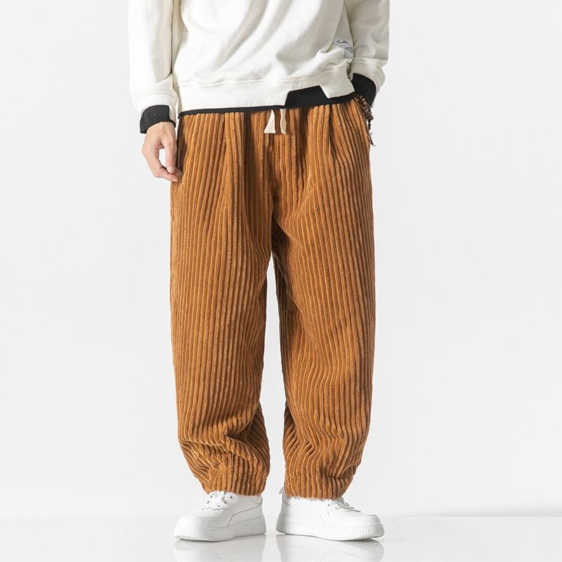 Blueforce - Corduroy cropped broek met trekkoord in de taille