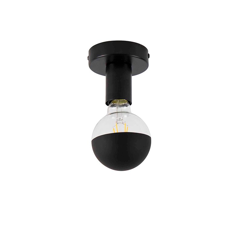 Design plafondlamp zwart met G95 kopspiegel zwart - Facil