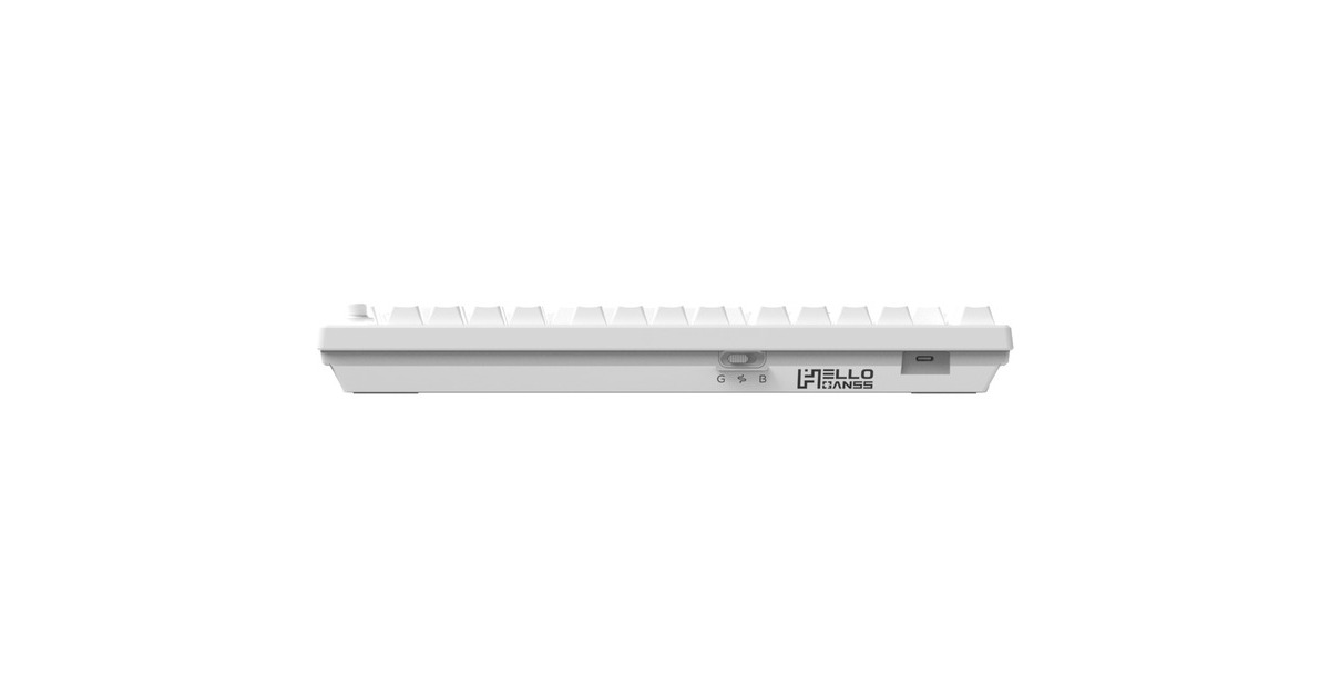 HelloGanssHS75T White, toetsenbord  (Wit, US lay-out, Gateron Yellow, 75%, RGB leds, PBT Doubleshot keycaps, hot swap, 2,4 GHz / Bluetooth / USB-C)