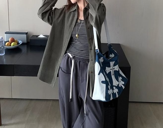 rinkoplan - Elastische taille, effen, wijde joggingbroek