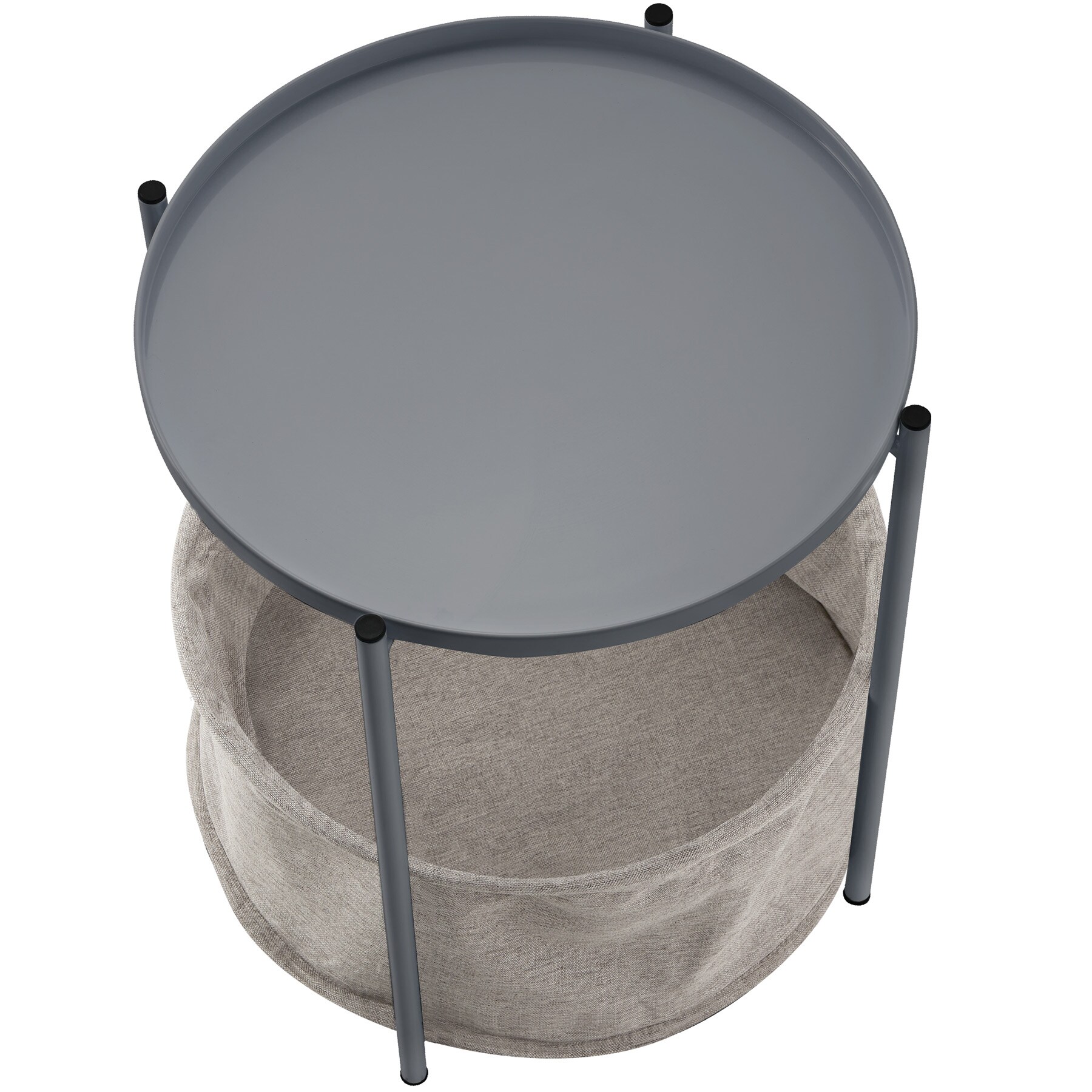 tectake® Beistelltisch, Stahl und Polyester, geräumiger Korb, 45,5 x 45,5 x 53 cm