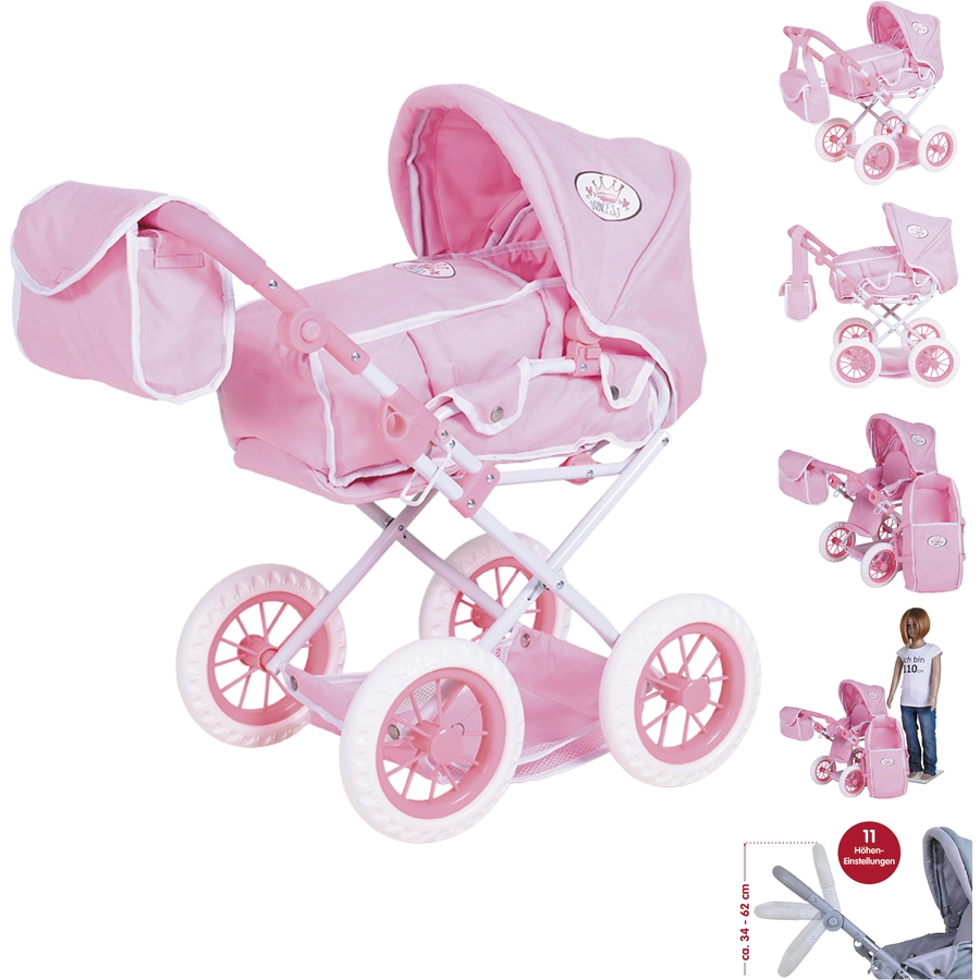 knorr toys® Puppenwagen Ruby - Princess white rose rosa