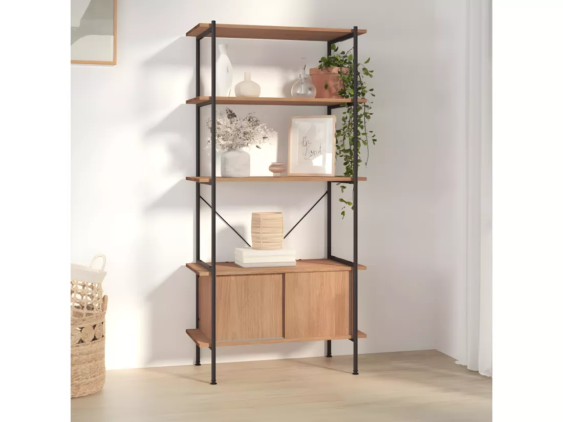 Étagère à 5 niveaux armoire 80x40x163cm Acier bois d'ingénierie