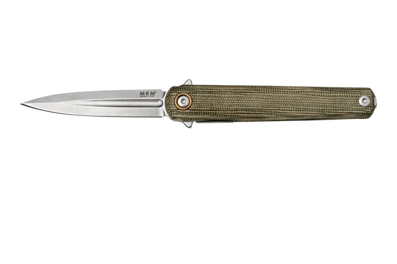 MKM Flame Light FL02L-GC dagger, green micarta, zakmes