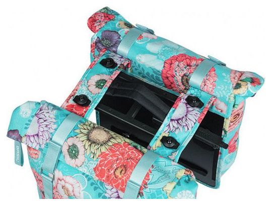 BASIL Double Pannier Bloom Field Double Mik 35 Litres 30 X 15 X 33 Cm - Bleu