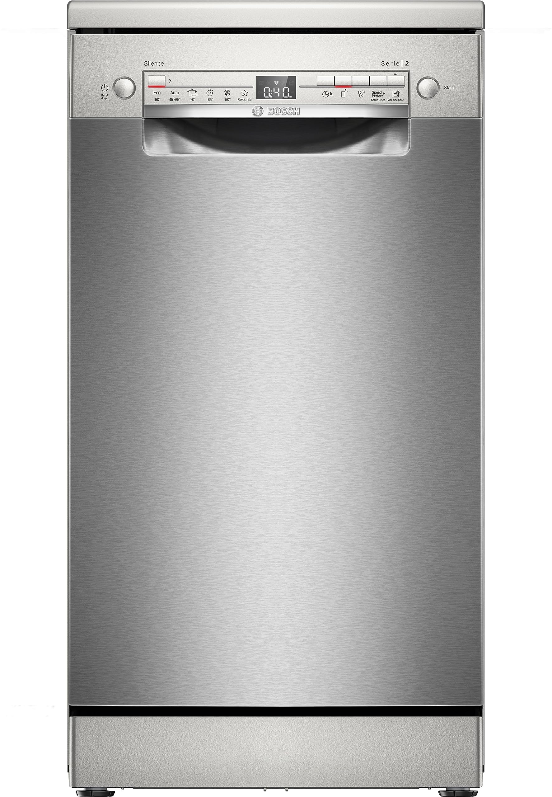 Bosch SPS2HKI58E, Série 2, Lave-vaisselle pose-libre, 45 cm, 10 couverts, Home connect, Inox