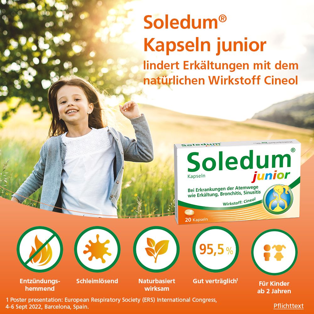 Soledum® Kapseln junior bei Erkältung, Bronchitis & Sinusitis