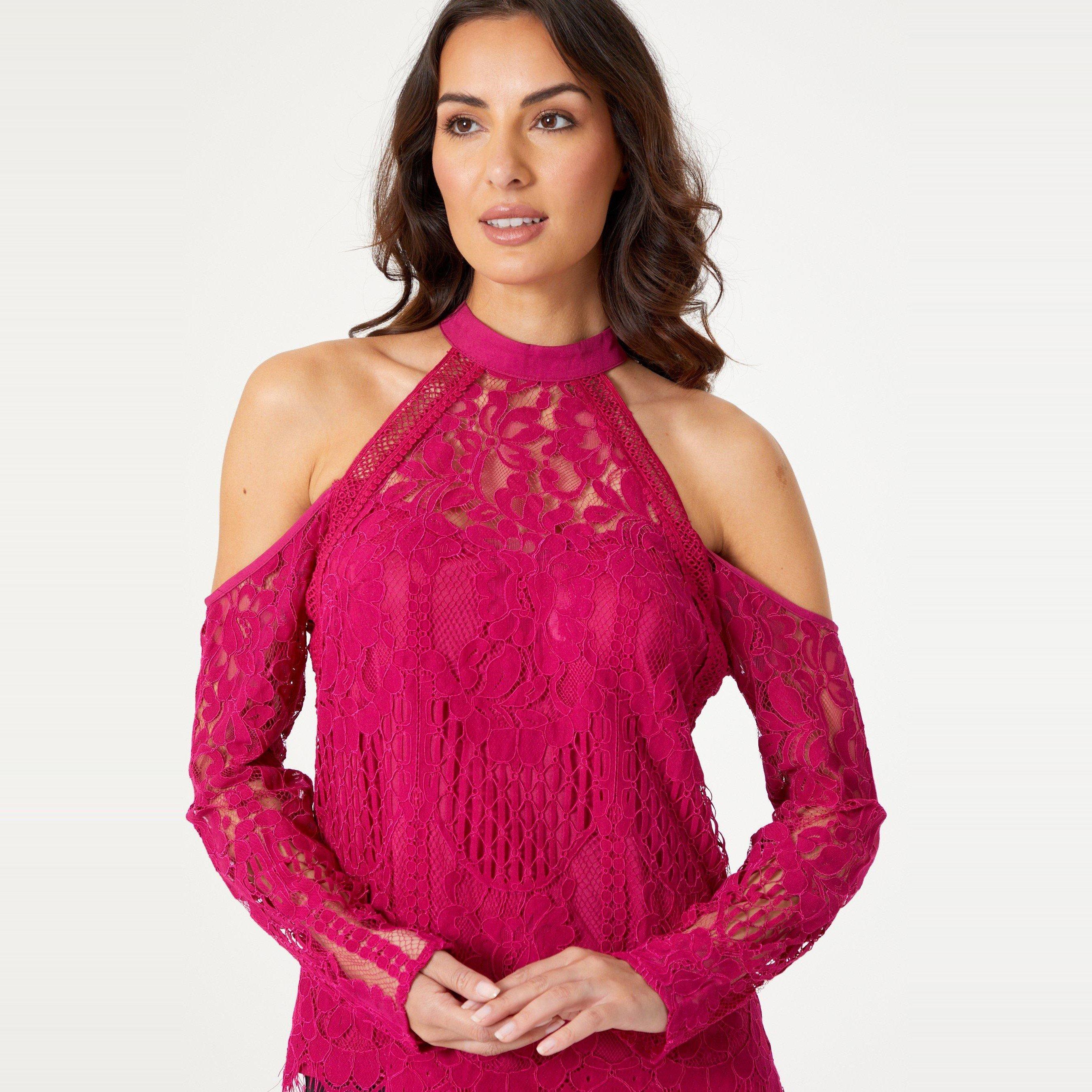 Be You BY Lace Cold Shoulder Tunic Womens