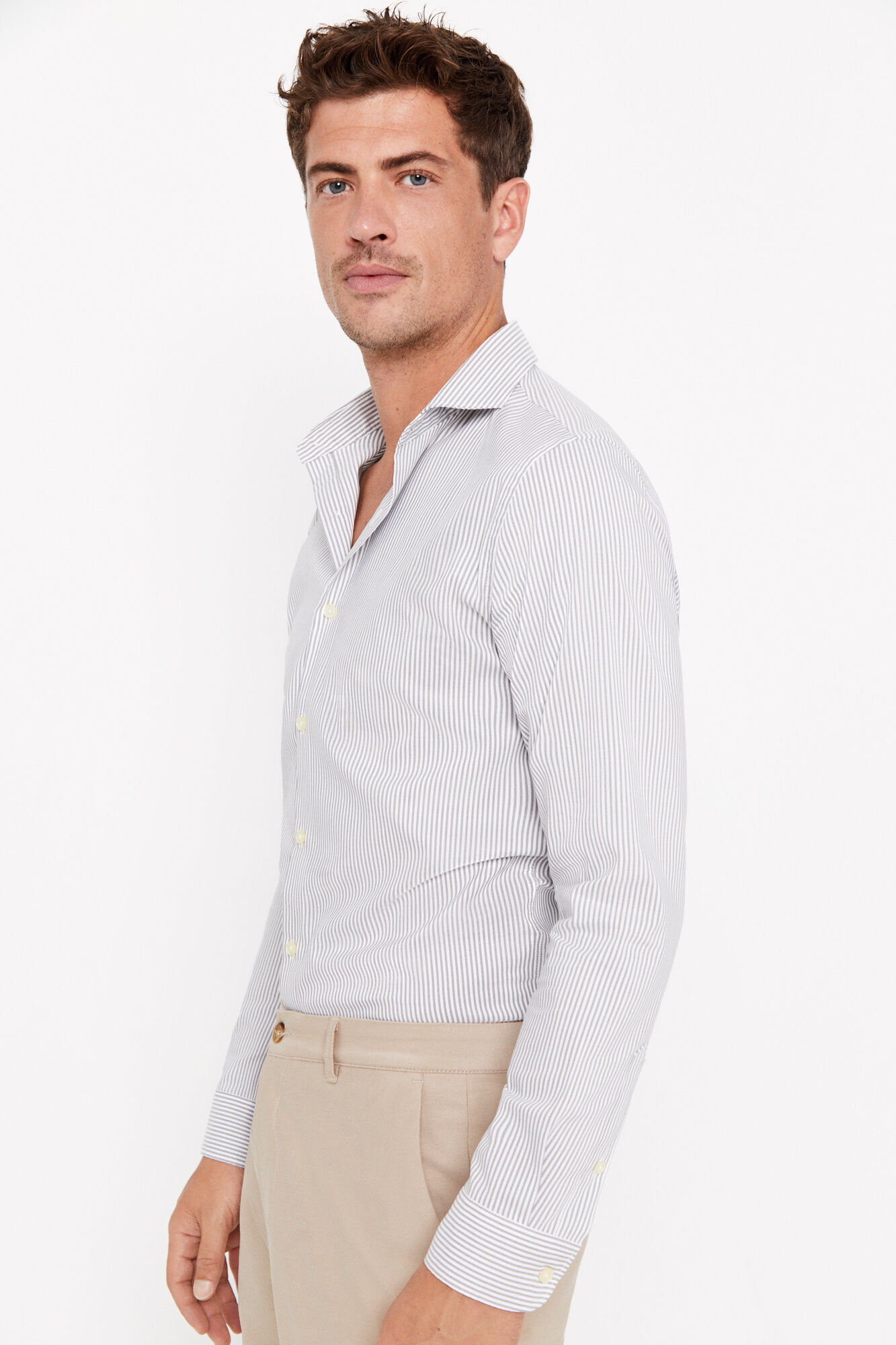Camisa listrada Coolmax™ de corte justo