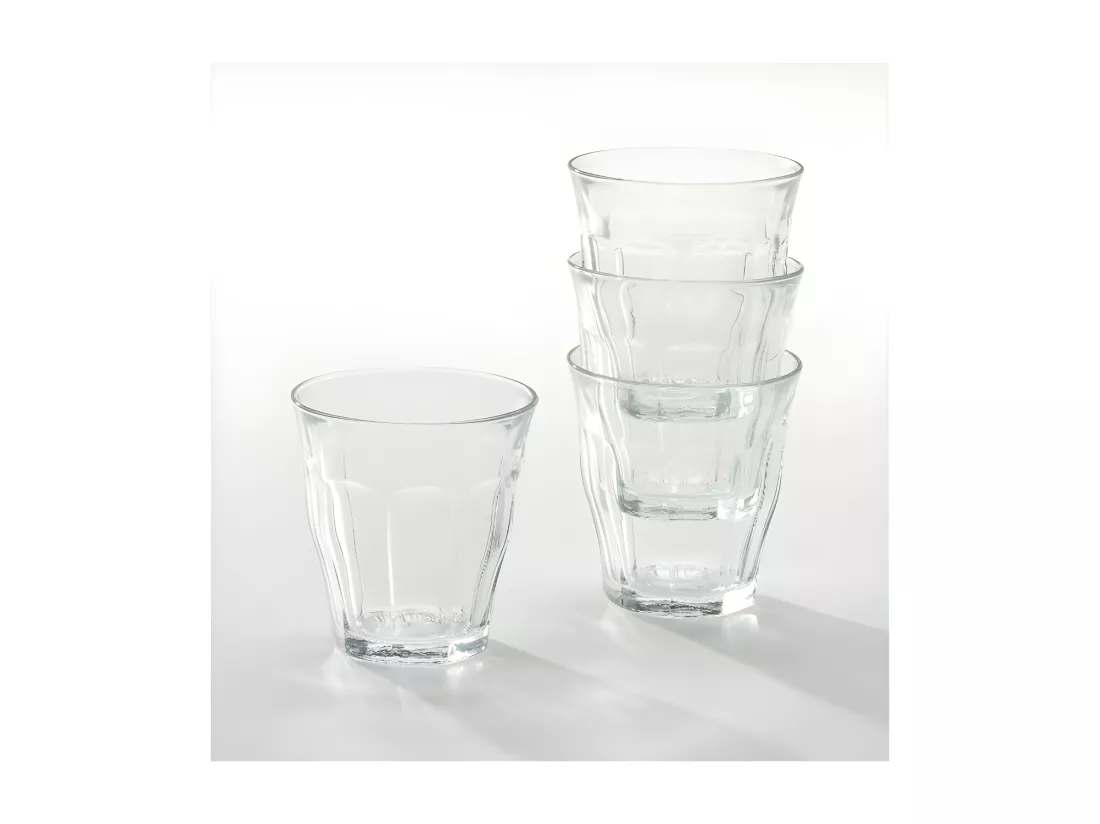 Lot de 4 gobelets Picardie 16 cl Duralex - Verre trempé résistant aux chocs et thermiques