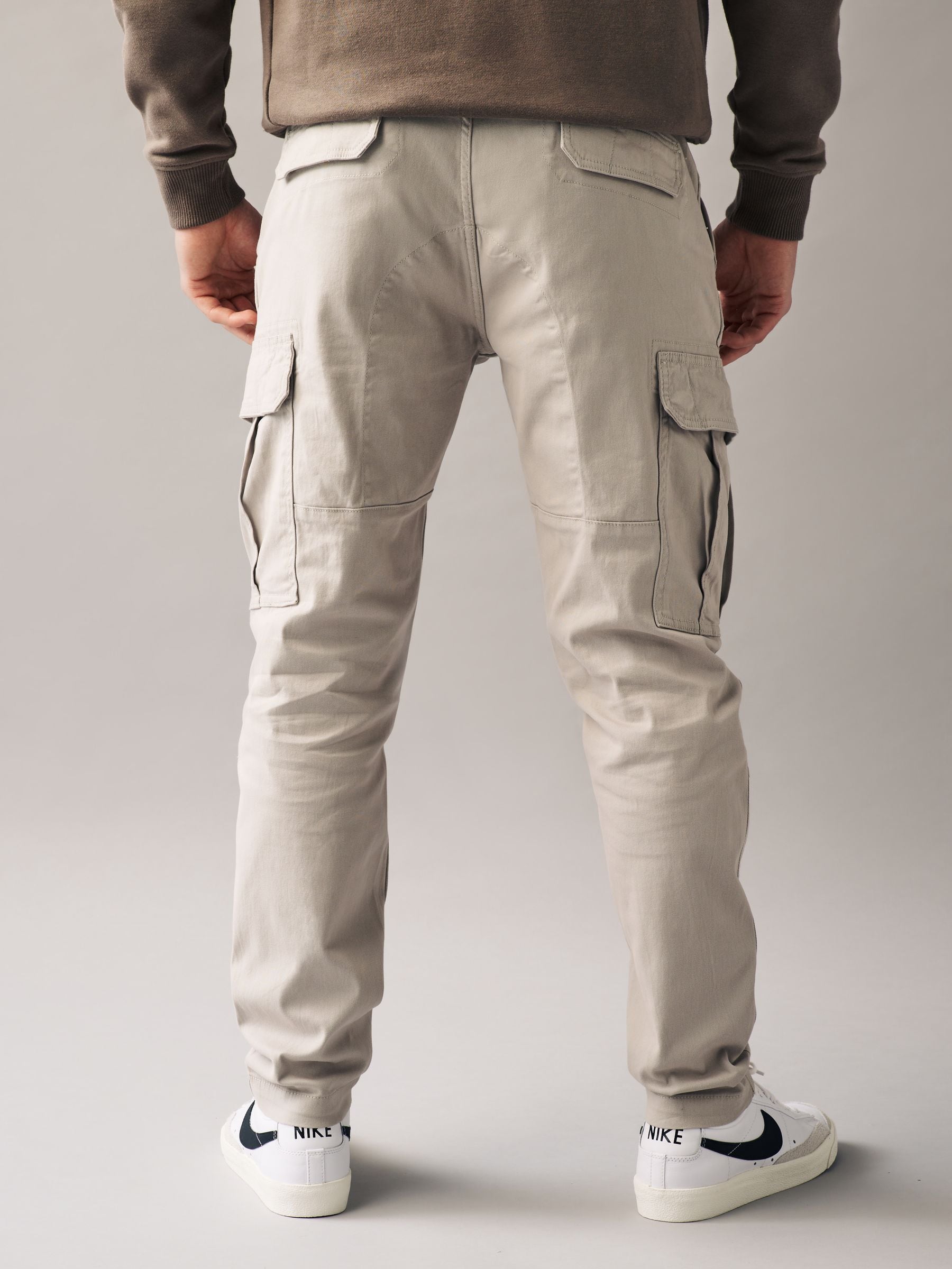 Licht pastelgeel - Slim Fit - Katoenen cargostretchbroek