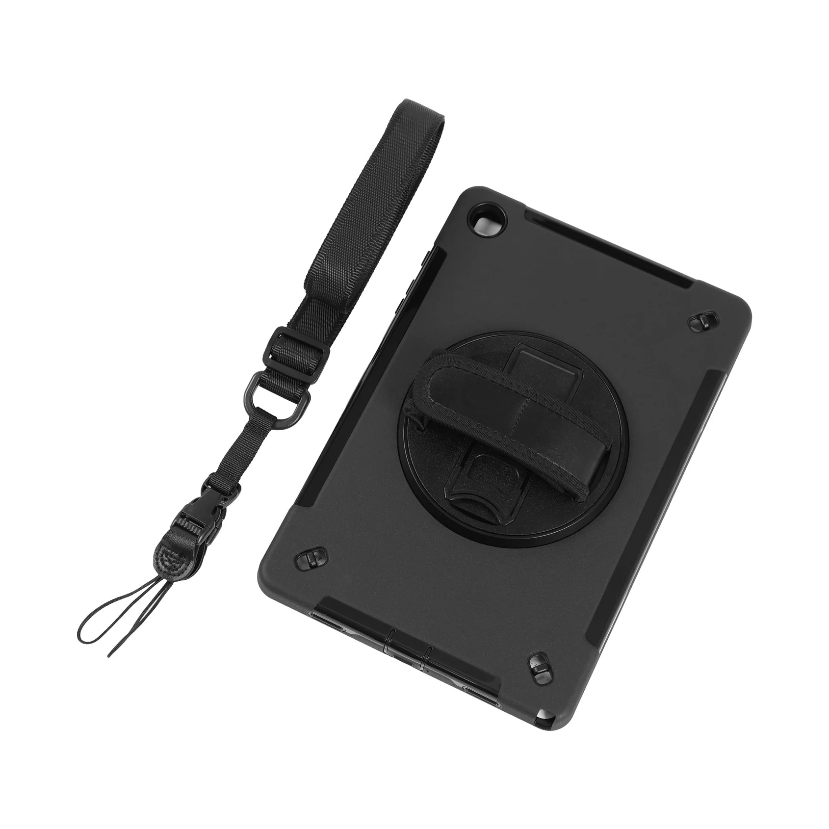 Samsung Galaxy Tab A9  Plus RuggedCase Outdoor Gummi Case Hülle Handschlaufe   Schultergurt (30005) - Schwarz