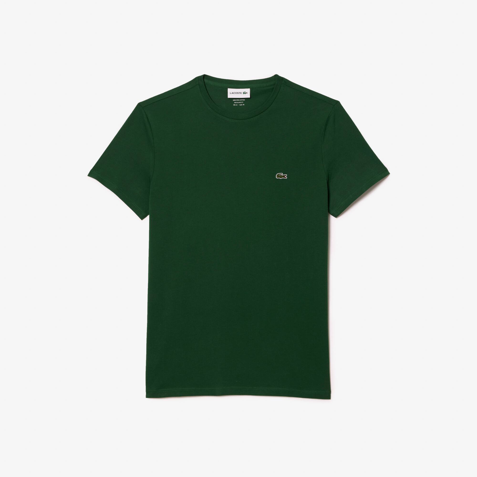 Rundhals-Shirt aus Pima-Baumwolljersey T-Shirts - Grün - Lacoste - Herren