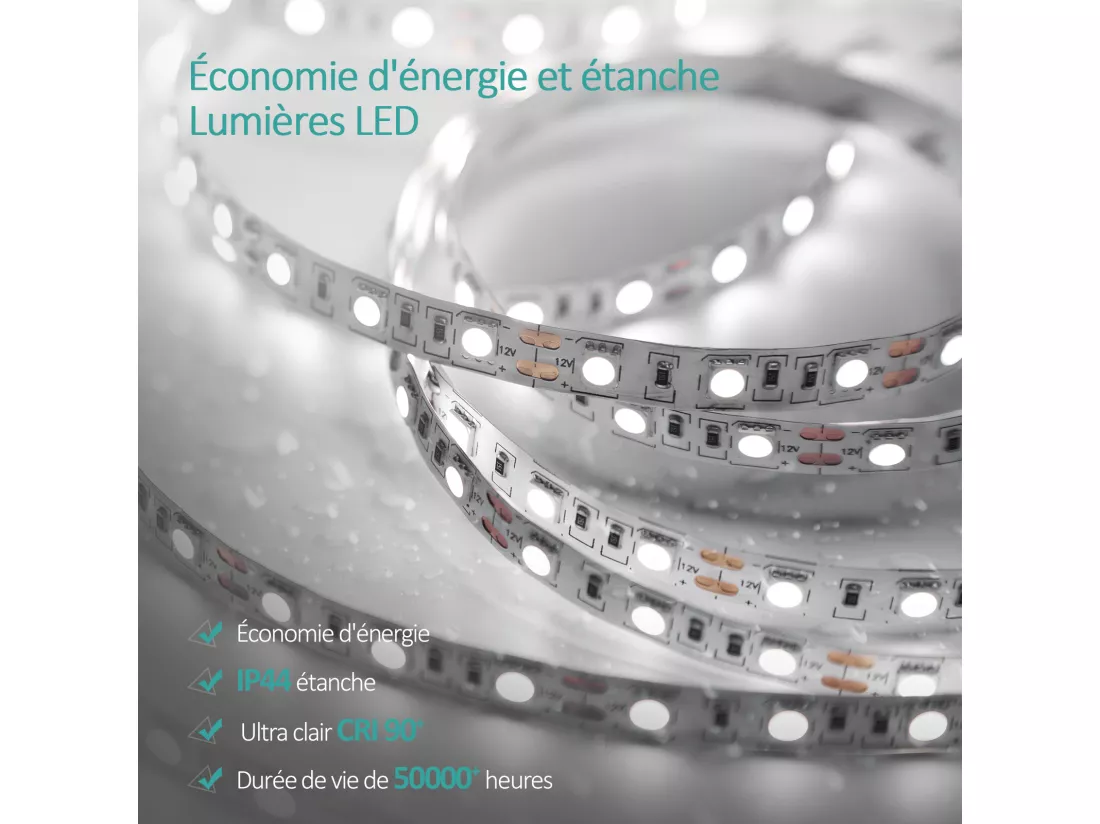 EMKE Miroir lumineux salle de bain 100x60cm, Miroir LED avec Interrupteur Tactile, 3x Grossissement, Miroir avec éclairage Lumière Blanche Froide