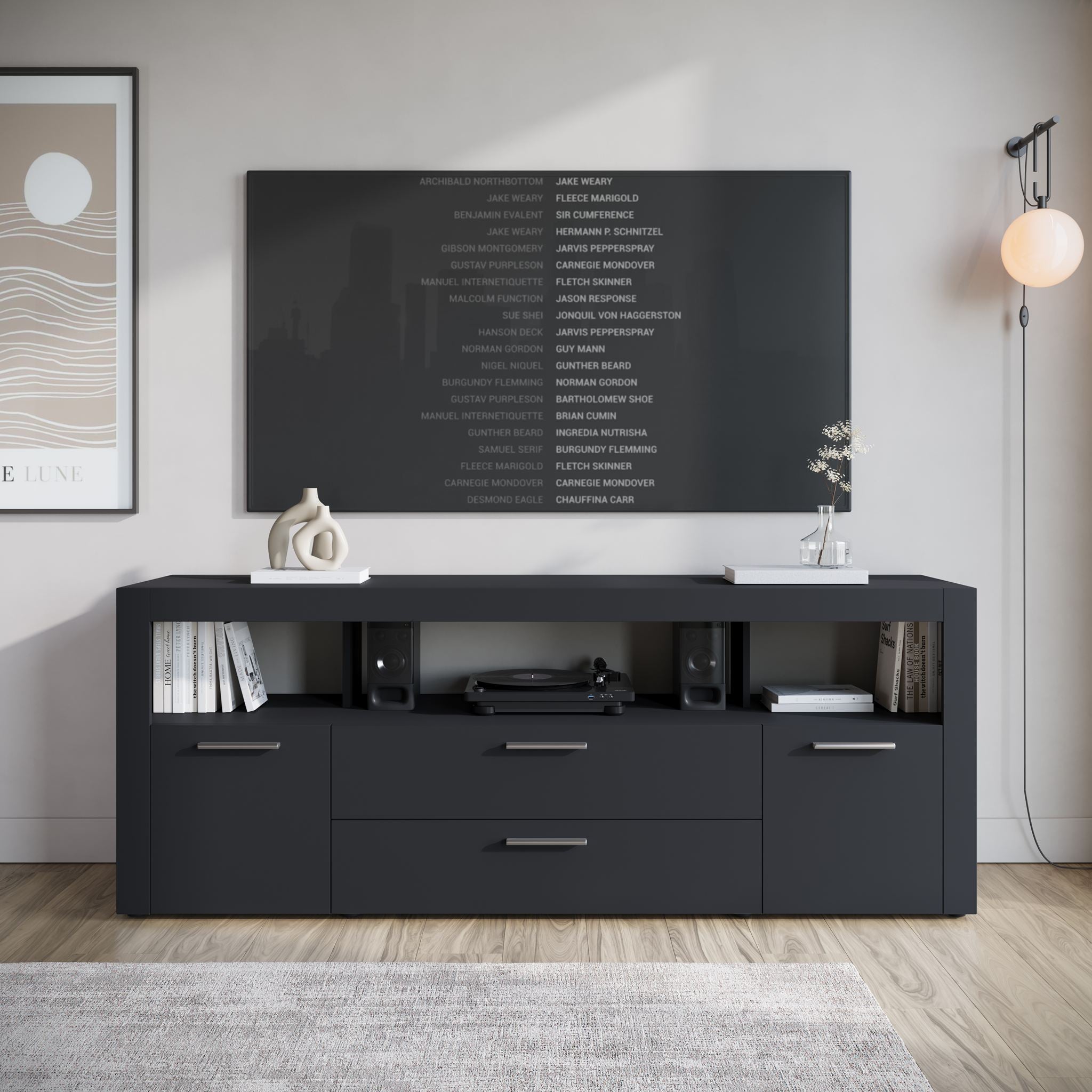Sharon - TV-Meubel - Zwart - 181 cm