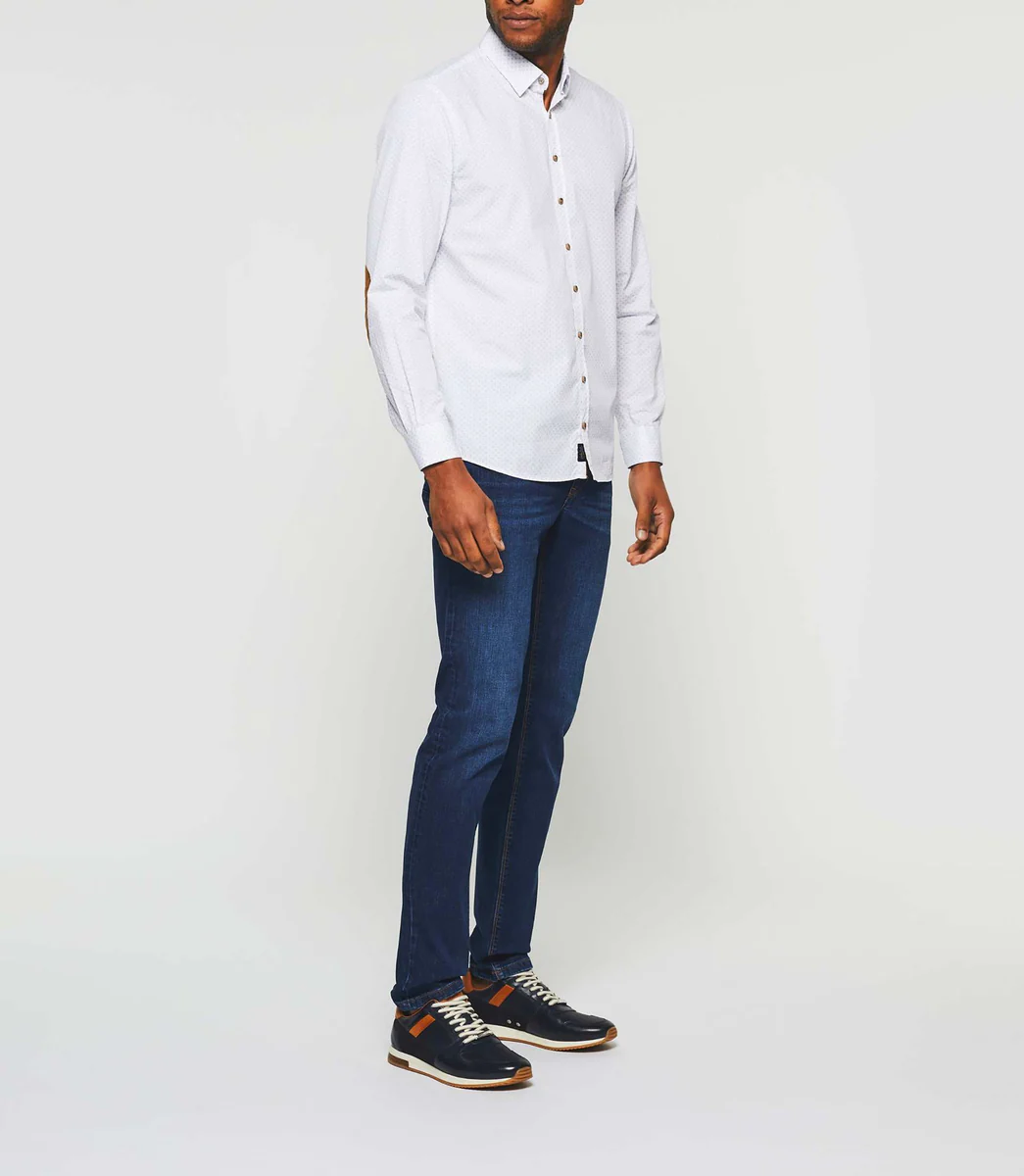 Chemise casual camel et blanche 