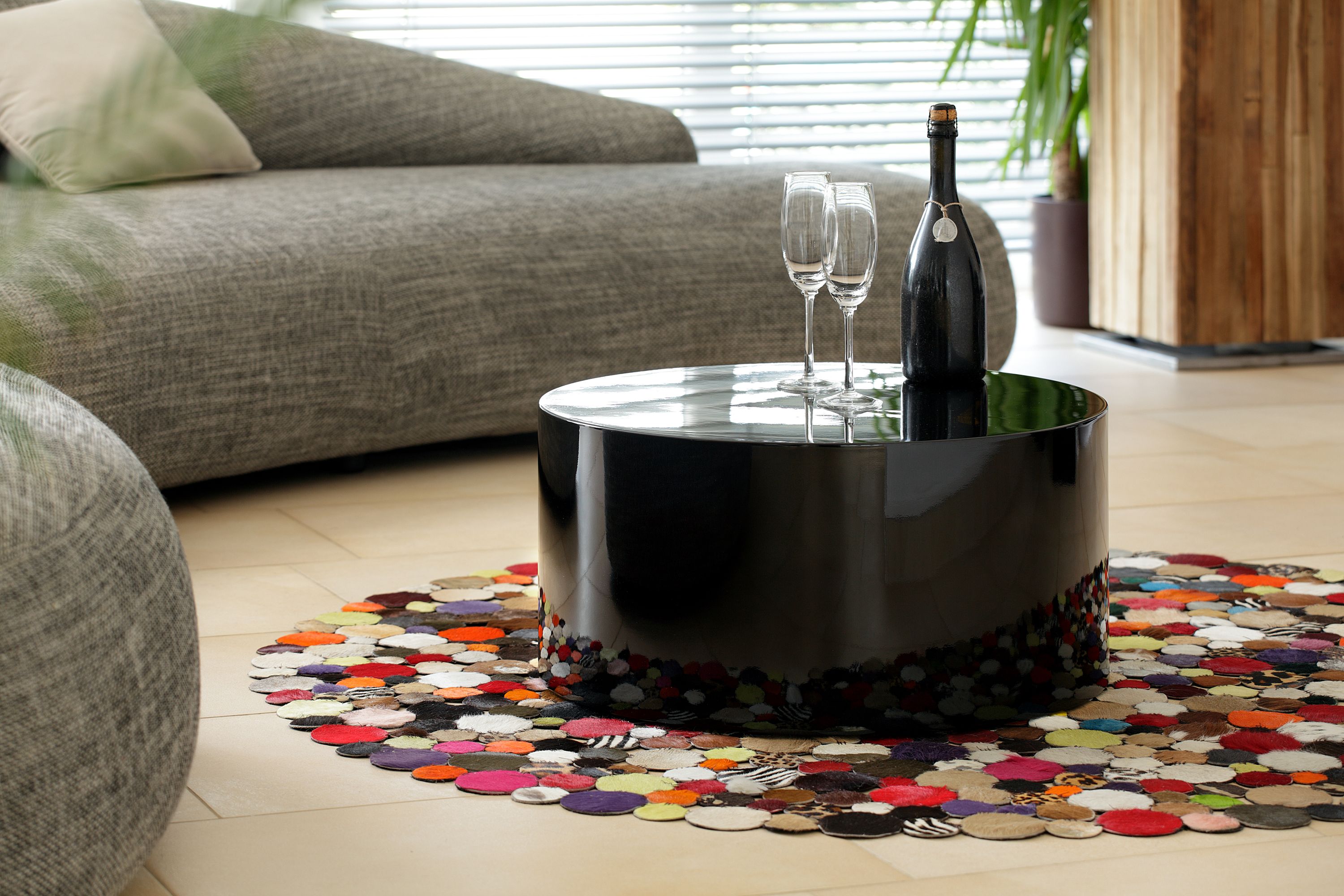 Couchtisch Ø60cm rund schwarz Beistelltisch Sofatisch Wohnzimmertisch Tisch