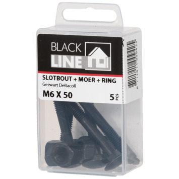 Blackline slotbout incl. moer en ring M6x50 5 stuks