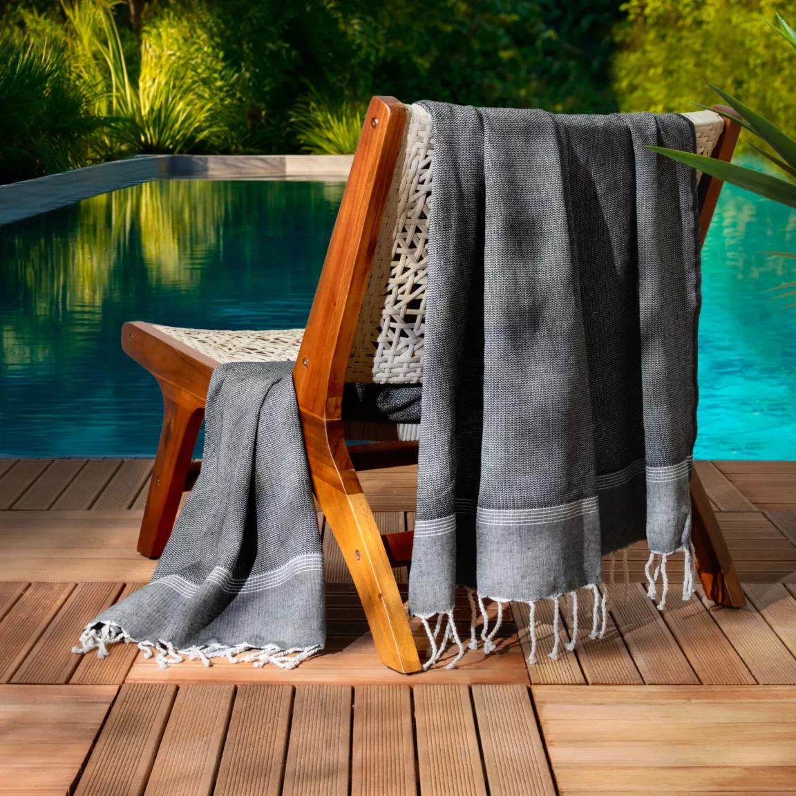 Fouta coton recyclé (100 x 200 cm) Beach Noire