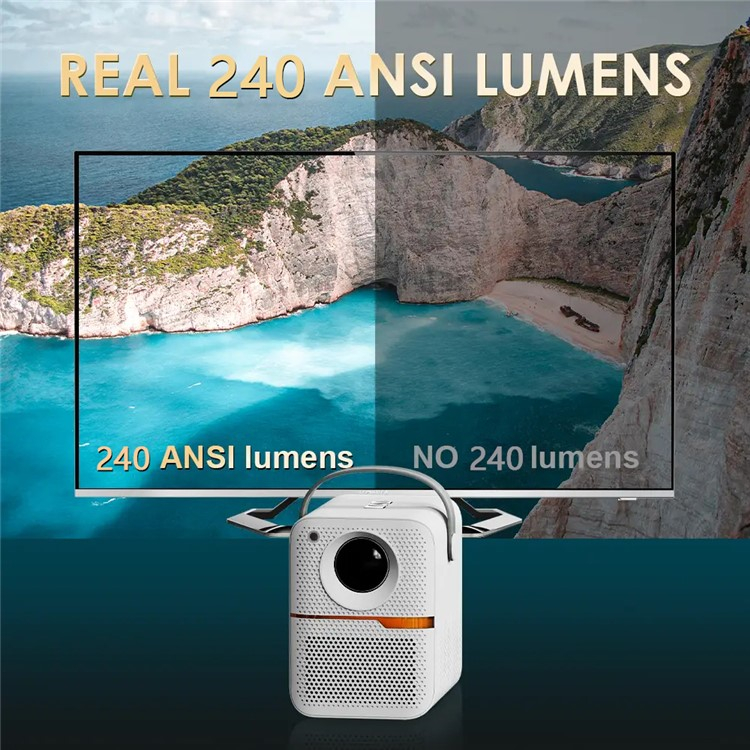 Multimedia LED Projektor Beamer Heimkino (240 ANSI Lumen) 6K UHD Full HD / HDMI / WiFi (2.4/5GHz) / Android 11.0 - Weiss