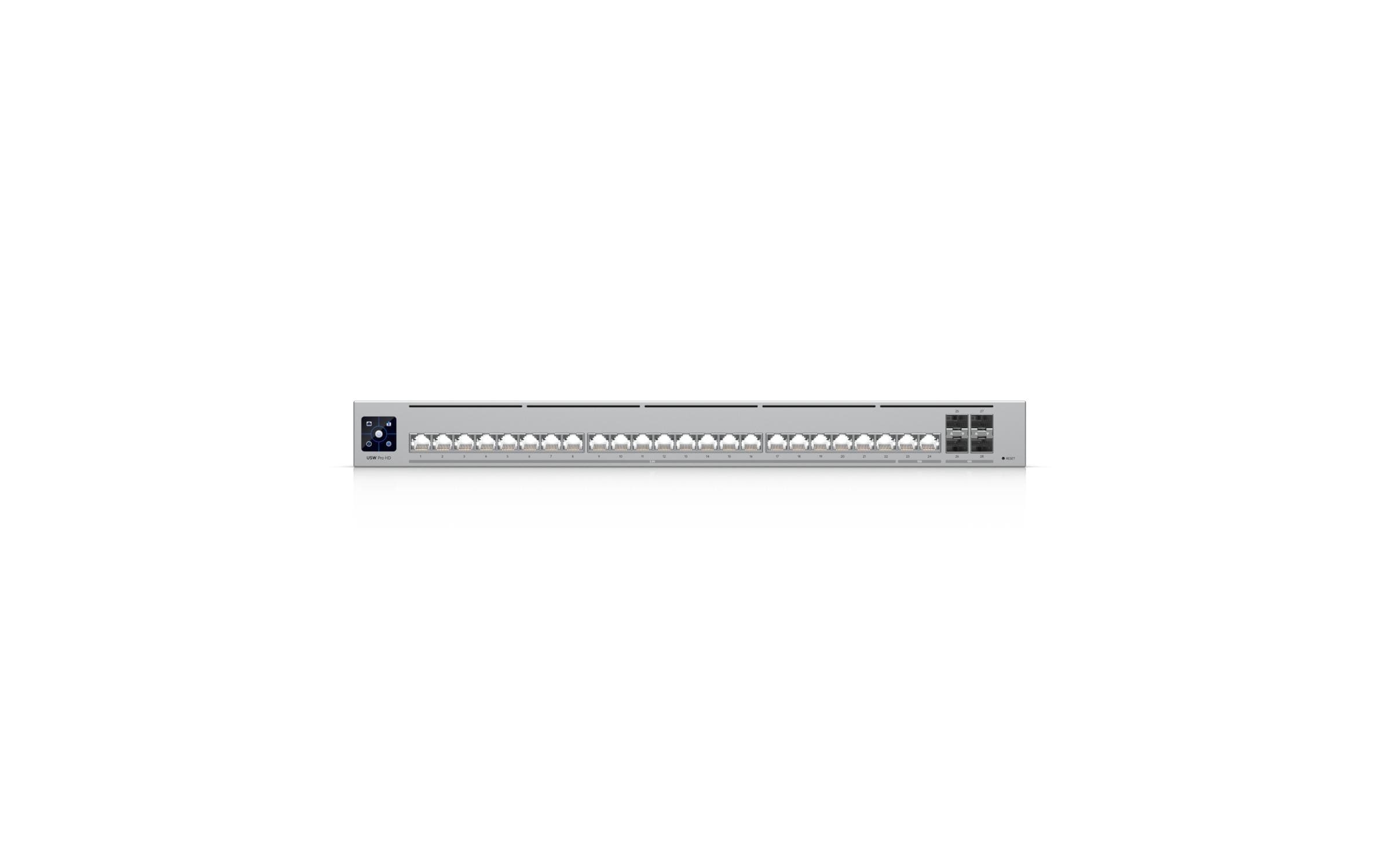 Switch Pro HD 24 28 Port<br>Leistungsfähiger 24-Port Layer-3-Switch mit 10G SFP+ Konnektivität und lüfterlosem Design