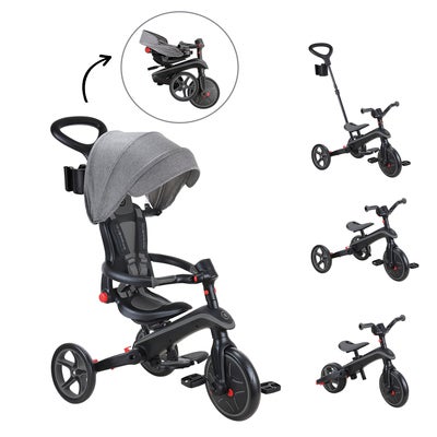 Globber Trehjulssykkel Explorer Sammenleggbar 4-in-1, Svart/Grå