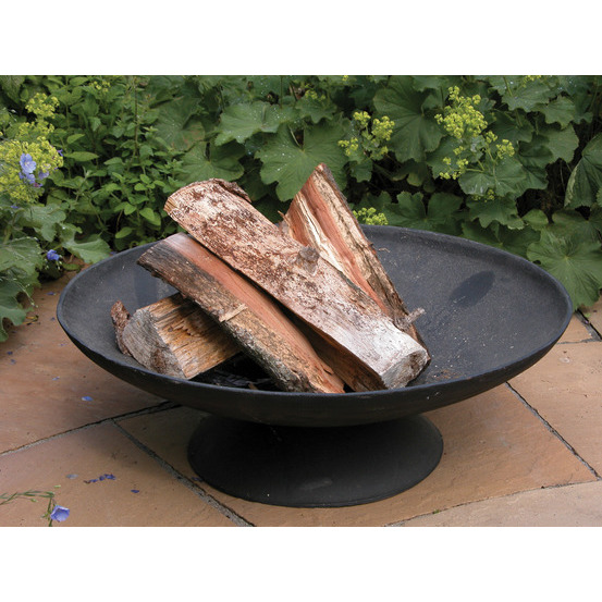 Brasero au bois rond en fonte noire - 59x59x20,5 cm