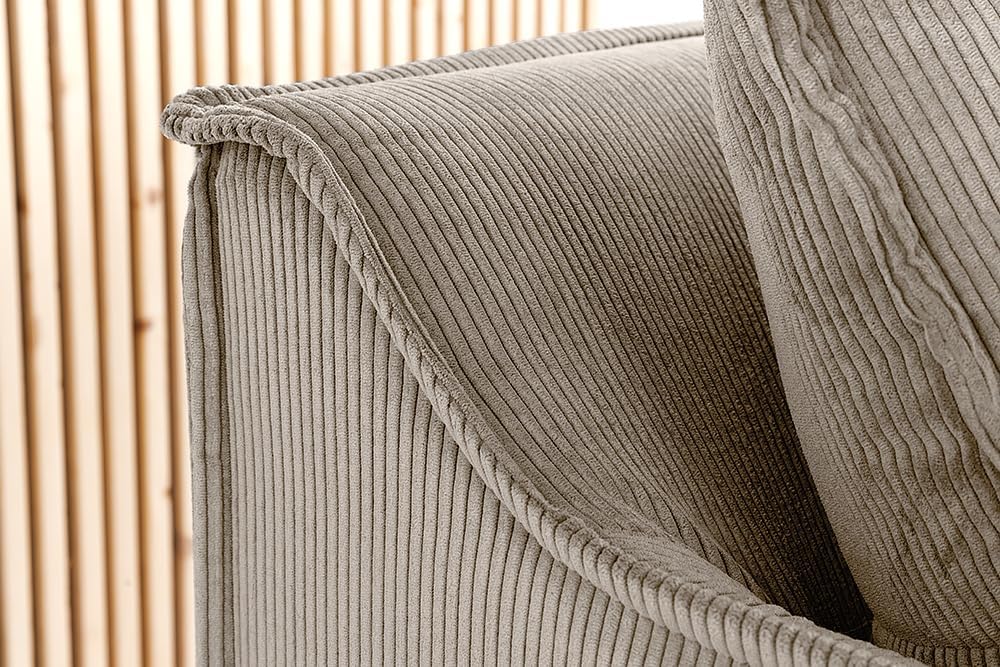 Riess Ambiente Großes 3-Sitzer Sofa Heaven - 200cm - Greige - Cord Federkern Hussensofa
