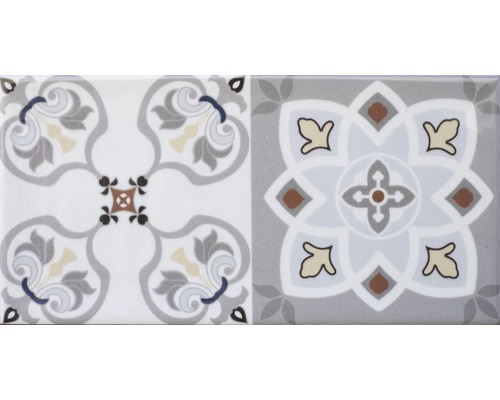 Aardewerk decoratieve tegel Loft mix 20 x 10 x 0,7 cm met glanzende afgeronde rand