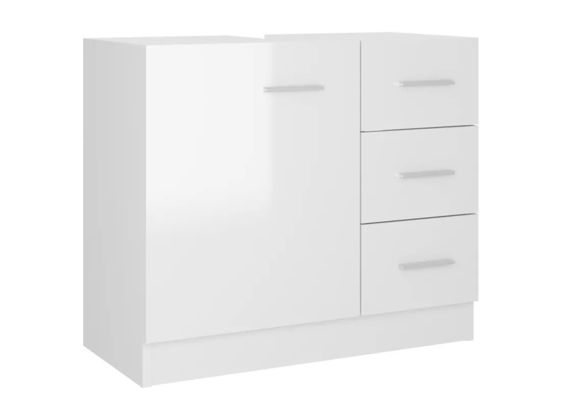 Armoire d'évier Blanc brillant 63x30x54 cm Bois d'ingénierie