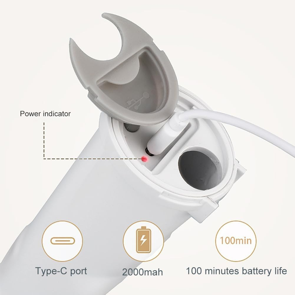 (7-tlg. Set) USB Reinigungs Bürste Elektrischer Spin Scrubber Power Schrubber mit Teleskopstiel   6 Aufsätze - Weiss