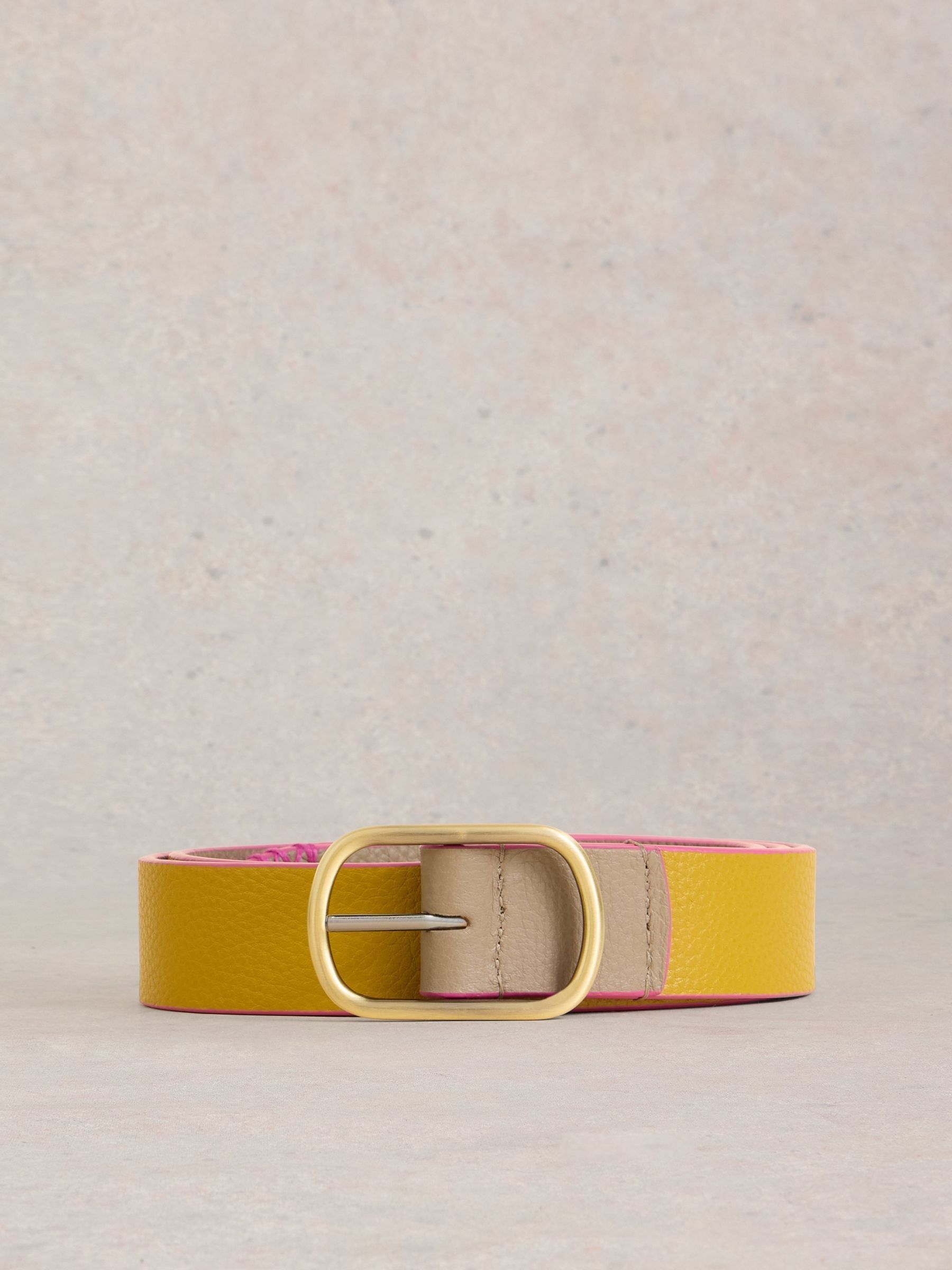Geel - White Stuff Reversible Leather Belt