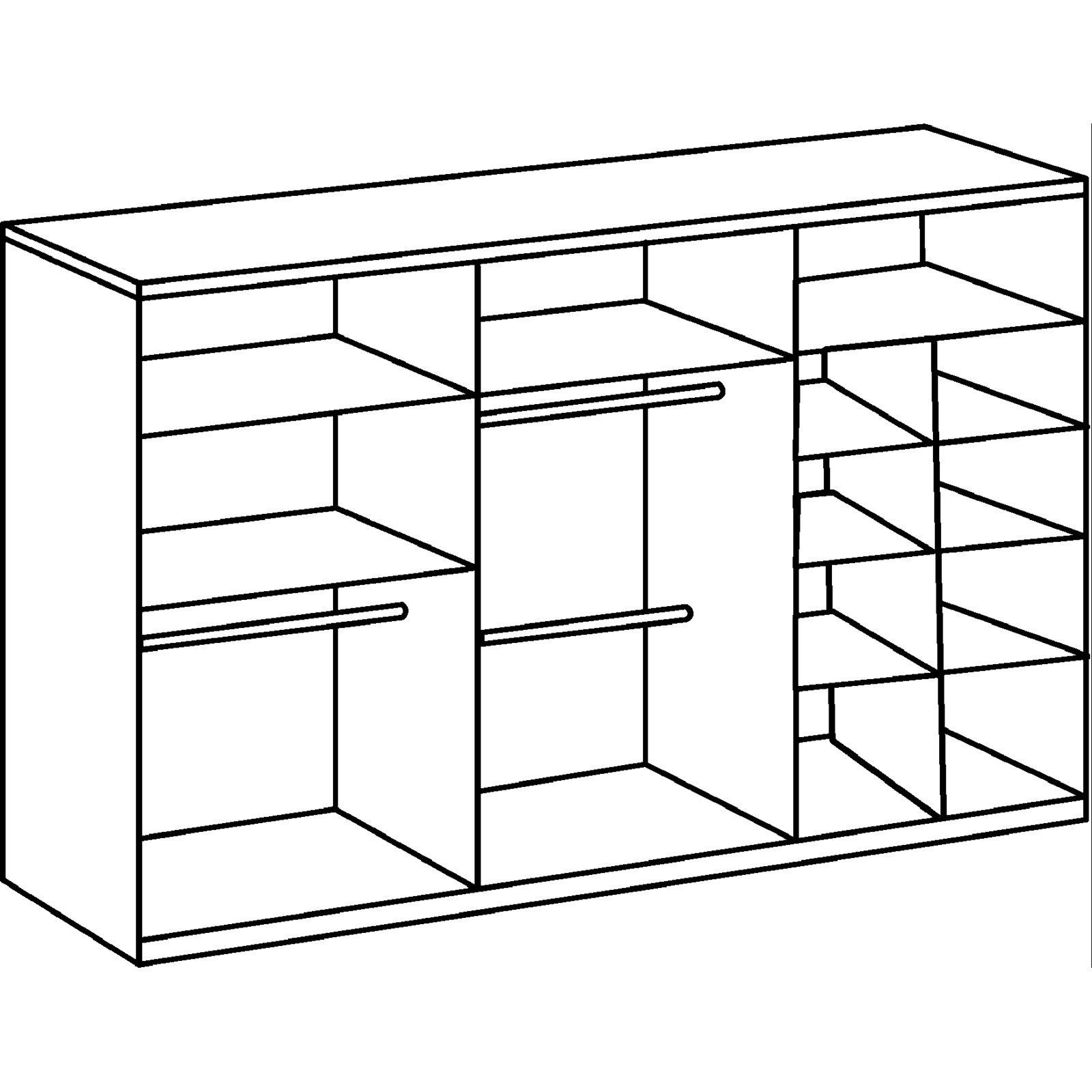 Schwebetürenschrank Minden Dekor weiss Raw Steel 270 x 210 x 65 cm, mit Spiegel