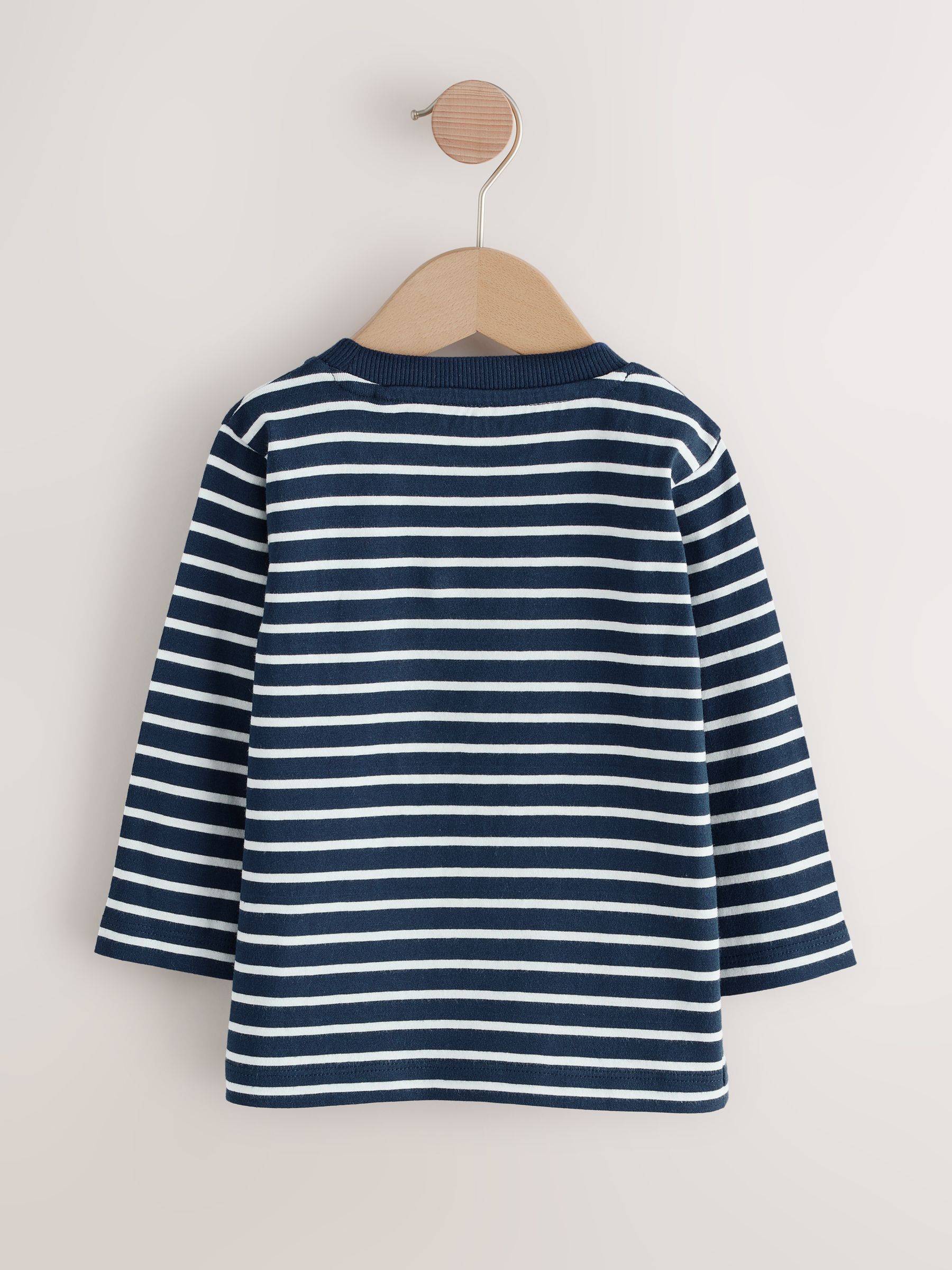 Marineblauw/wit applicatie - Kerst-T-shirt met lange mouwen (3mnd -8jr)