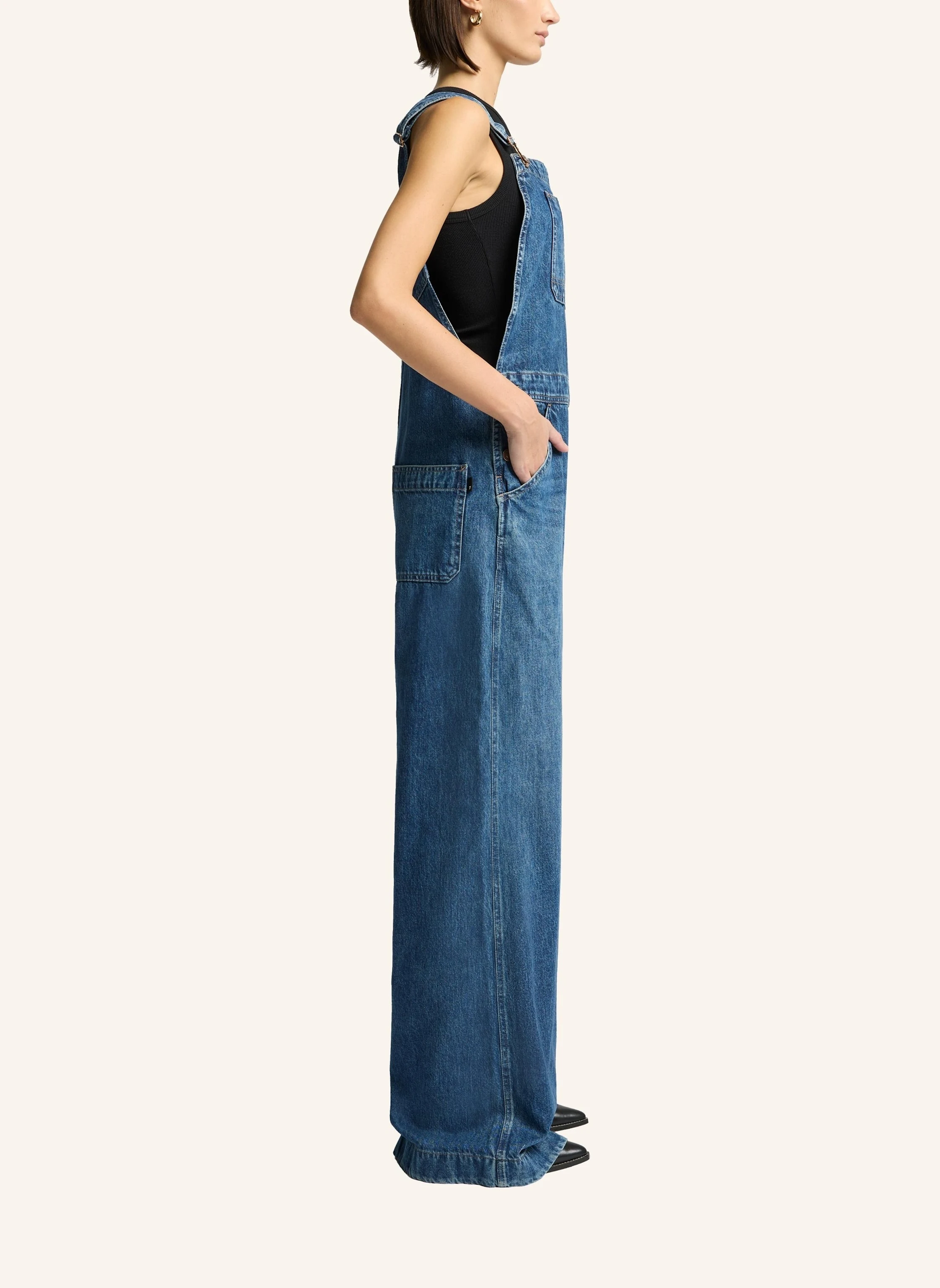 7 for all mankind DUNGAREES WIDE LEG Denim Jumpsuit