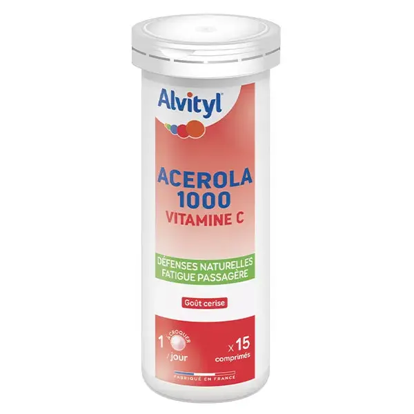 Alvityl Acerola 1000 comprimidos mastigáveis de vitamina C para maiores de 12 anos, 15 comprimidos