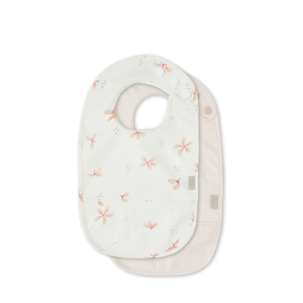 Hagesmække med lomme, 2-pack - Windflower Creme/Blossom Pink