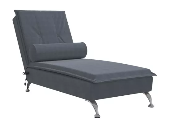 Chaise longue de massage avec traversin gris foncé velours