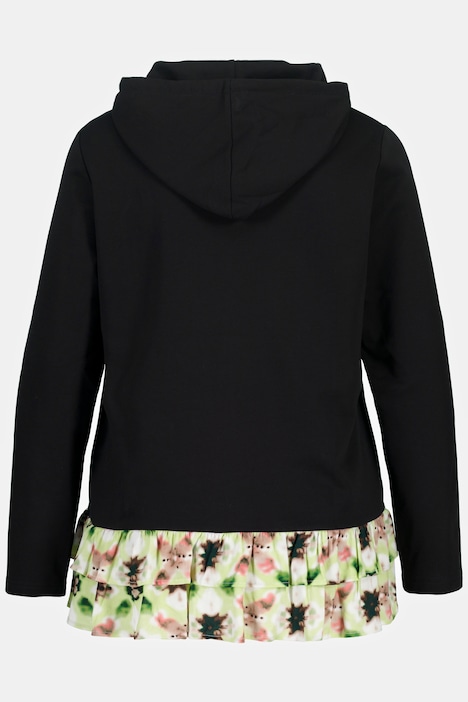 Hoodie, Lagenlook, A-Linie, Langarm, Kapuzenshirt