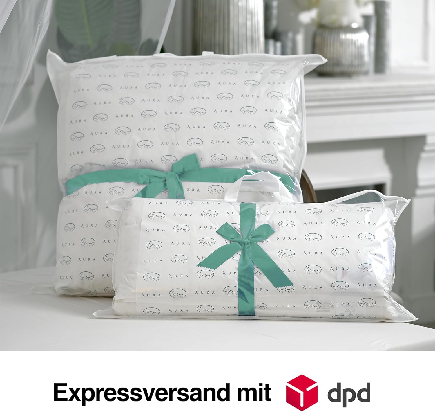 Aura® Daunendecke 135 x 200 cm Warm Winterdecke | Premium ungarische Daunen Klasse I | Oeko-TEX 100 allergikergeeignet | pflegeleicht 100% Baumwolle | Aura® Essentials Bettdecke für Winter