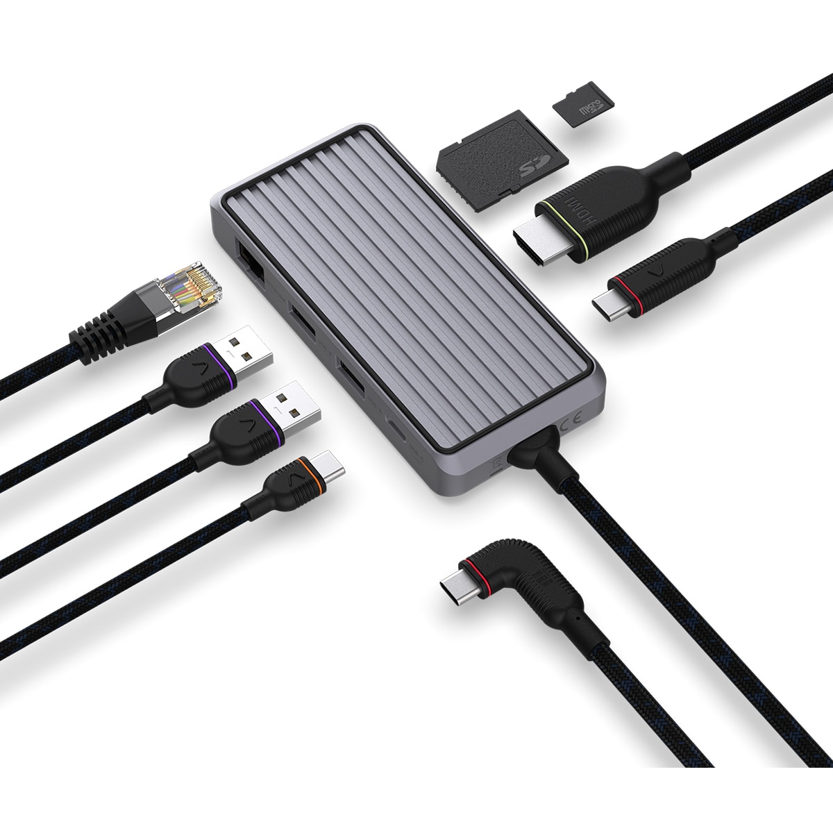 Unisynk 8-Port USB-C hub (grå)