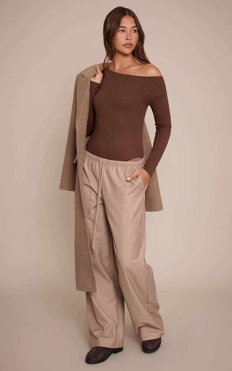 Chocolat Body À Manches Longues Asymétrique Ultra Doux