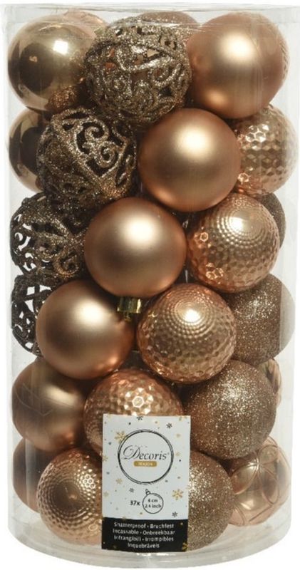 Kerstversiering - Kunststof Kerstballen - Toffee Bruin - 37 Stuks