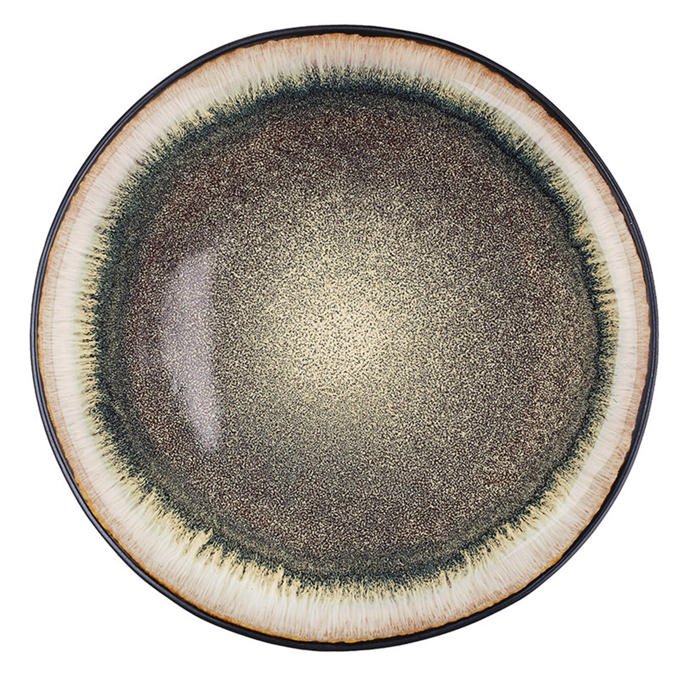 Bjorn 6 Assiettes plates en Grès Iris beige/marron - D.26 cm