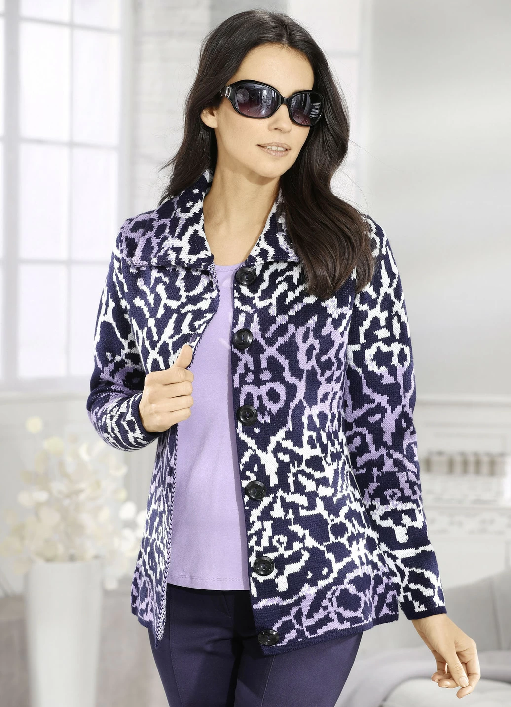Strickjacke in Jacquard-Dessin